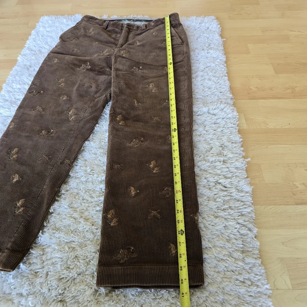 Polo Ralph Lauren Mens 33x30 Brown Corduroy‎ Pants Embroidered Hunters Ducks